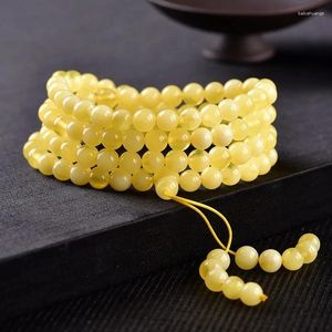 Bedelarmbanden wax armband 108 kralen kipolie geel en oude bijenwas barnsteen kettingen voor mannen vrouwen mode -armband
