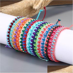 Bedelarmbanden was string geweven voor vrouwen 14 kleuren mtilayer vriendschap armband bohemia bangle cadeau sieraden drop levering dhgarden dhayq