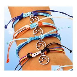 Bracelets porte-bonheur cire chaîne tissée Mtilayer amitié Bracelet vague réglable tressé pour femmes filles livraison directe bijoux Ot4Pu