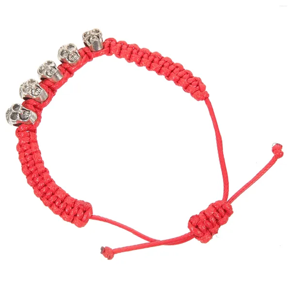 Pulseras de encanto Moda de pulsera de tejido Moda europea y americana para niñas Skull Red Mujeres Mujeres