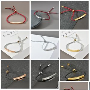 Bracelets de charme Weave Bracelet à breloques en acier inoxydable bande homme femmes mode bijoux corde chaîne personnalisé réglable Couple Bracelets 12 Dh5Id