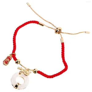 Bracelets de charme Tisser Bracelet à cordes rouges Miss Girl Tissé Corde Alliage Décoration de poignet