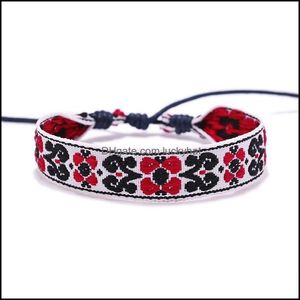 Bracelets de charme Tisser corde amitié pour femme hommes coton bracelet à la main bijoux ethniques cadeaux livraison directe otbtj