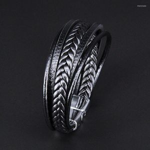 Bedelarmbanden weven multi-layer mannen/vrouwen sieraden nationale stijl retro legering magnetische gesp bracelet aanpasbare lengte