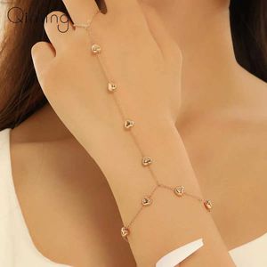 Charm Armbanden Bruiloft Liefde Hart Slave Armbanden Voor Vrouwen Verbonden Hand Armband Vinger Ring Boho Harnas Sieraden