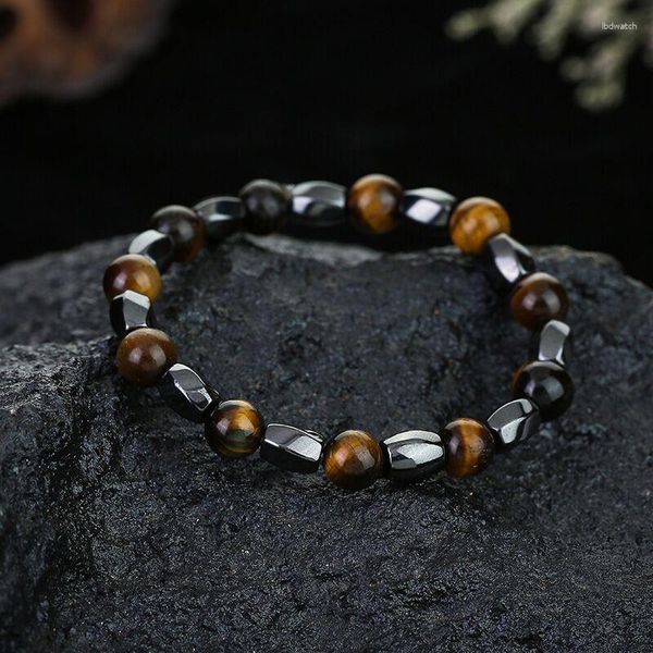 Pulseras con abalorios para pérdida de peso, pulsera magnética de hematita para hombres, cuenta de piedra de ojo de tigre, pareja para mujeres, cuidado de la salud