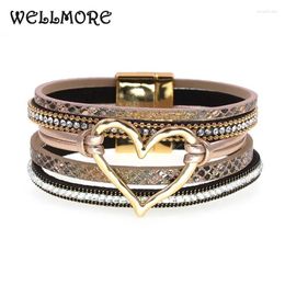 Bracelets de charme Bracelet en cuir bien boho coeur femme Magenet Fashion Jewelry
