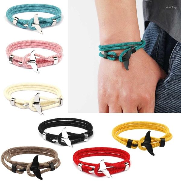 Bracelets porte-bonheur blanc noir baleine queue Bracelet réglable Nylon corde Wrap pour hommes femmes Milan Bracelet bijoux