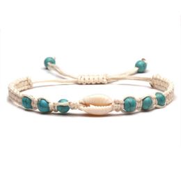 Bedelarmbanden witte koezenschelel vierkante knoop knoop natuursteen handgemaakte armband dames meisje koord macrame waterdicht strand surfer sieraden gi