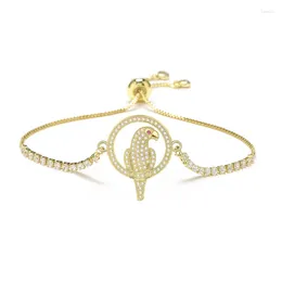 Bracelets de charme Zircone cubique Crystal Belle Bracelet Perrot Femmes Brass Cz Stones Migne Bird Animal Rope Bijoux fait à la main Gift