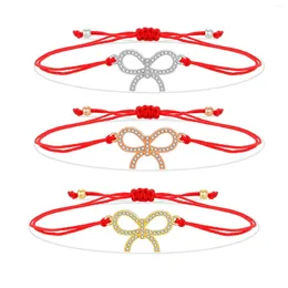 Braceletas Charmetas blancas de circonía cúbica crystal encantadora pulsera de arco bownot mujeres 2024 moda cz circón rojo cuerda joyería ajustable regalo