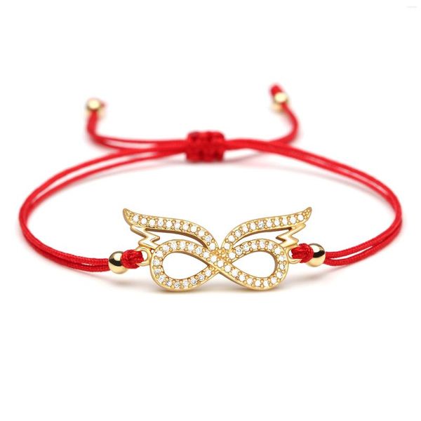 Bracelets de charme Blanc CZ Cuivre Masque Bracelet Femmes Fille Brillant Infinity Bowknot Zircone Cubique Élégant Corde Rouge Bijoux À La Main Son