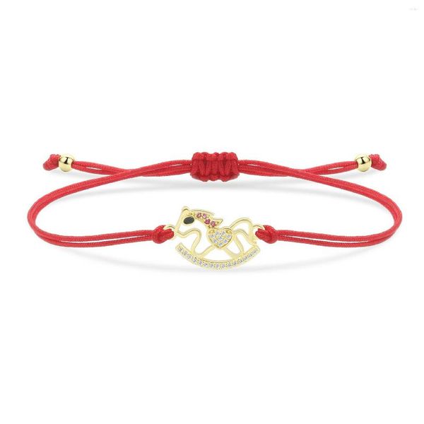 Pulseras con dijes Blanco CZ Cristal Chapado en oro Latón Mecedora Pulsera Niño Niño Moda Zircon Piedras Red String Joyería Presente