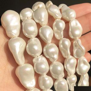 Bracelets de charme Perles d'imitation blanches Irregar Spacer lâche pour la fabrication de bijoux Accessoires de bracelet à bricoler soi-même 10x15mm 12x15mm 15x20mm Dhv64
