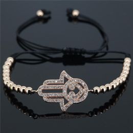 Bedelarmbanden hele- anil arjandas armband mozaïek cz crystal sideway hamsa round ball messing kralen vlechten macrame armband voor wo219i