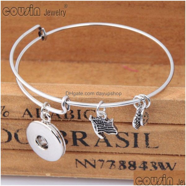 Pulseras con dijes, pulsera con dijes de metal DIY, brazalete de 18 mm, botón a presión de jengibre, ajuste de joyería, botón intercambiable 1294211, entrega directa dhxfq 8334