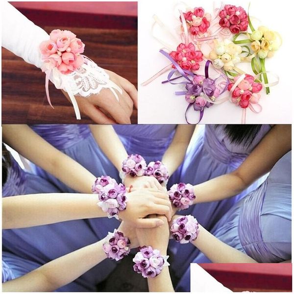 Pulseras con dijes Venta al por mayor 1 piezas Pulsera delicada Cor pulsera Dama de honor Hermanas Flores de mano Banquete de boda Nupcial Prom Drop Delivery J Dhabw