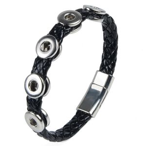 Bedelarmbanden groothandel 12 mm snap knop ingepakte magnetische clasp lederen armband bngle voor doe -het -zelf uitwisselbare vrouwen sieraden