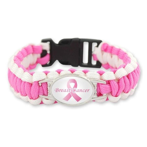Bracelets de charme en gros 200pcs / lot 7 styles de cancer du sein rose chasseur d'espoir