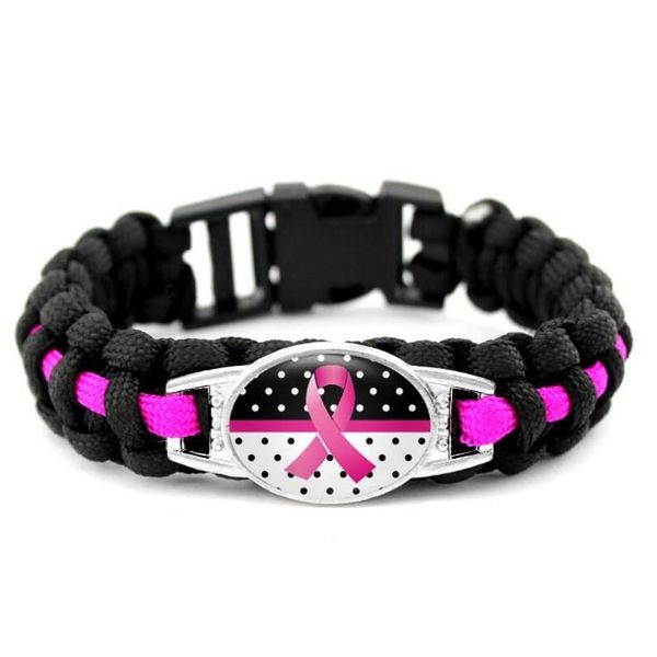 Bracelets de charme en gros 300pcs 7 styles de cancer du sein rose chasseur d'espoir