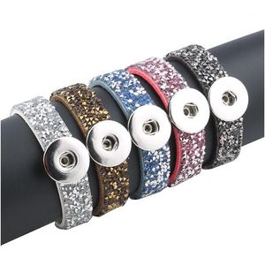 Bedelarmbanden groothandel - 5 kleuren nieuwe Uni Mticolor Strass lederen armband Valentijnsdag cadeau 18/20 mm drukknoop sieraden Ze18 Dhybz