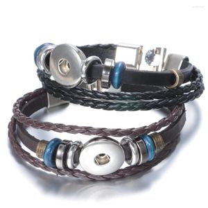 Bracelets de charme en gros 5 pièces 10 pièces/lot Bracelet à pression en cuir corde ajustement bricolage 18mm bouton bijoux SZ0057