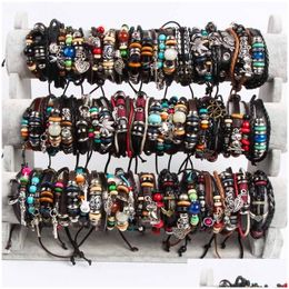 Bedelarmbanden Groothandel Bk Mix Stijlen Metalen Lederen Manchet Skl Punk Rock Sport Heren Dames Sieraden Feestgeschenken Drop Levering Dhlv3