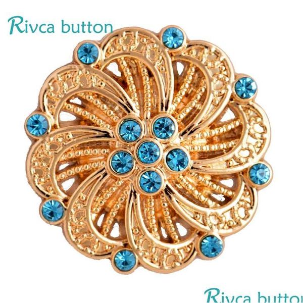 Pulseras con dijes al por mayor D03311 Rivca Gold Snap Button 8 Color Est Rhinestone 18Mm Ancient Sier Plating Leather para mujeres Drop Deli Dh9Ma