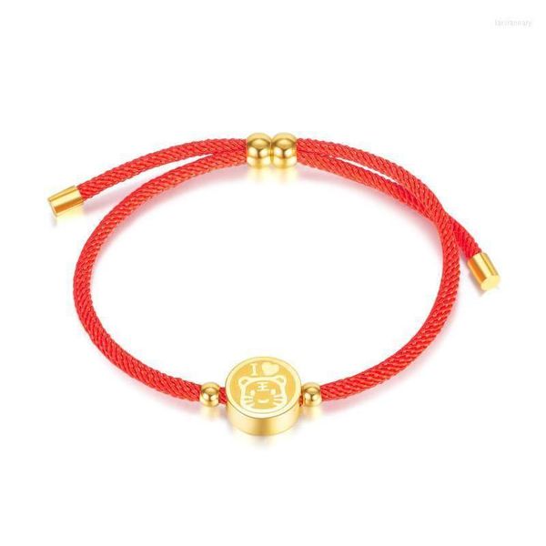 Pulseras con dijes Moda al por mayor Fácil de combinar Tejido a mano Ajustable Cuerda roja Redonda Little Tiger Girls Pulsera Bkcharm Lars22 Drop Dh9Vb