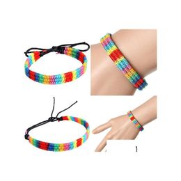 Bedelarmbanden groothandel handgemaakte etnische stijl polsbandje retro regenboog touw geweven voor vrouwen unieke vriendschap cadeau drop levering jood dh6r9