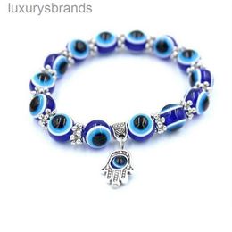 Charm Bracelets Wholesale Lucky Fatima Hamsa Hand Blue Evil Eye Charms Bangles Beads Turkish Pseras For Women Jewelry 664 Q2 Dro Dh40F