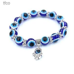 Bedelarmbanden Groothandel Lucky Fatima Hamsa Hand Blue Evil Eye Charms Barmels kralen Turkse pseras voor vrouwelijke sieraden 664 Q2 DRO DH40F