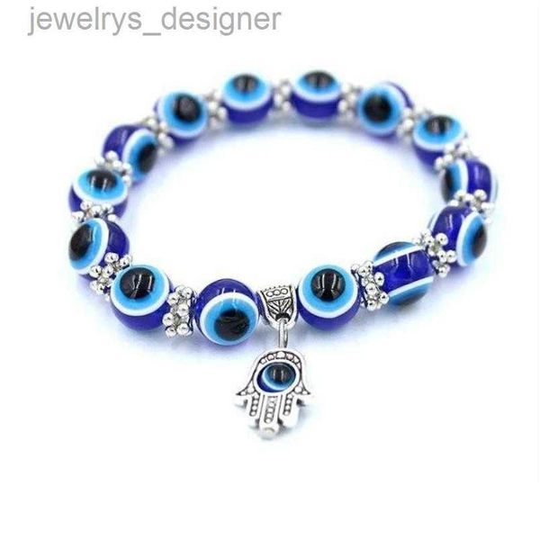Charm Bracelets al por mayor fatima hamsa Hand Blue Evil Evil Eye Banges Beads Pseras turcas para mujeres Joyas 664 Q2 DRO DH40F