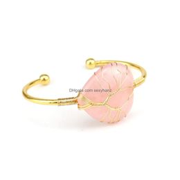 Bracelets de charme en gros mtiple forme de rose bracelet en pierre warp warp guérison naturelle pierre gemme réglable pour les femmes drop délivr dh37t