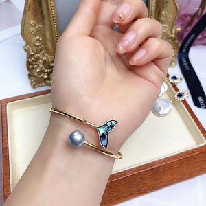 Bracelets porte-bonheur en gros Bracelet de perles d'eau douce naturelles femmes mode accessoires exquis coquille d'ormeau bijoux de queue de poisson