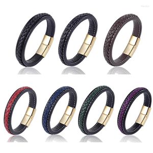 Bracelets de charme bracelet en gros bracelet en cuir v￩ritable hommes Stainlees en acier bracelet Bijoux masculins cadeaux 12 pcs / sac