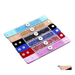 Bedelarmbanden brede band pu lederen snaps armband sieraden fit 18 mm gember snap knoppen chunk punk polsband drop levering dh45j