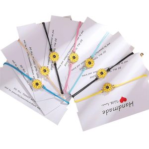 Bracelets De Charme Carte De Souhait Tournesol Bracelet Tressé Pour Les Femmes Réglable Stock Bracelet Corde Amitié Bijoux Drop Delivery Brace Dhevt