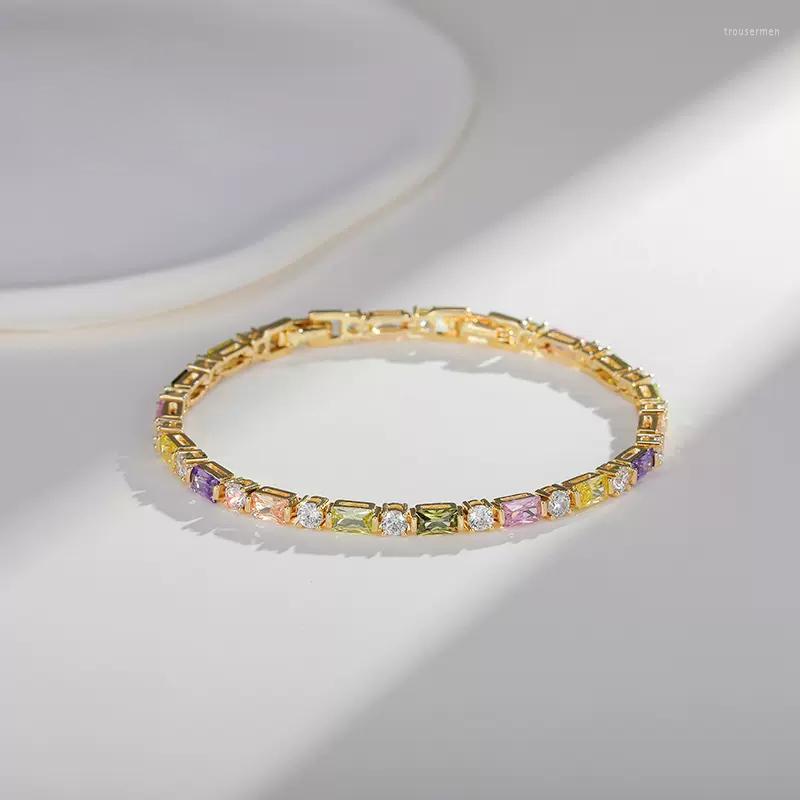 Bracelets porte-bonheur tennis femme pour dames fête bijoux de mariage à la mode couleur or main filles bijoux de noël cadeaux