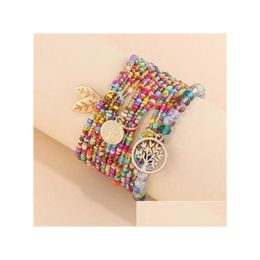Bracelets de charme Femmes Bohemian Jewelry Mtilayer Beads Bracelet Set Ethnique Wrap