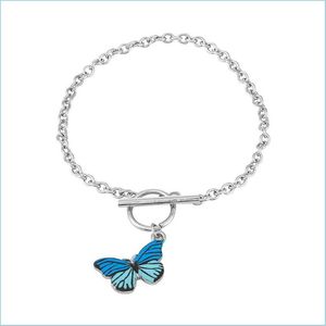 Bracelets Charm Mujeres Braccialetto Fashion Bracelets Designer Damas Joyas Joyas Blue Butterfly Gold Bangle W Dhseller2010 Dhudh