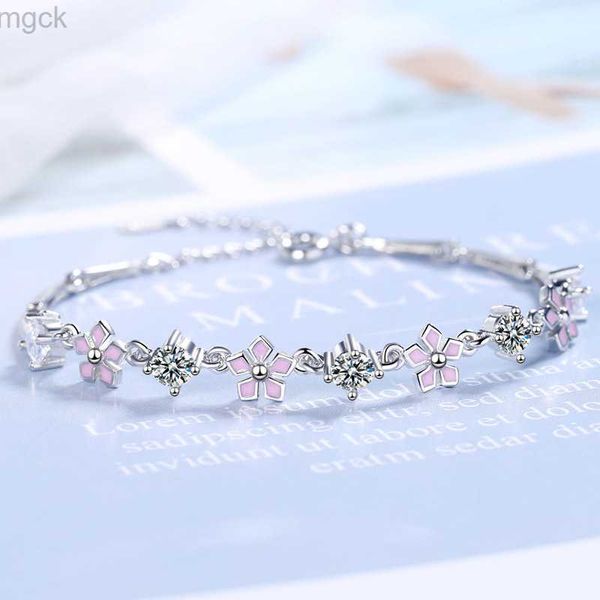 Pulseras con dijes para mujer, pulsera elegante con flor de cerezo, AAA Zircon, pulsera ajustable, joyería para niña, regalo de cumpleaños