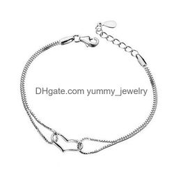 Bracelets de charme Femmes Charm Bracelet Coeur Designs 925 Sterling Sier Plaqué Belle Boîte Chaîne Cadeau Mode Élégant Fine Bijoux Avec L Dhvje