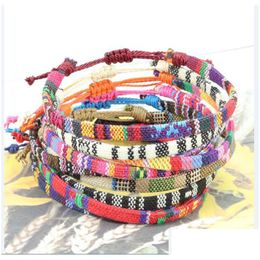 Braccialetti con ciondoli Braccialetti con corde intrecciate fatti a mano con ciondoli da donna Bracciale con corda in cera impermeabile Mticolor Surfer Wrap regolabile Boho Summer Dhcng