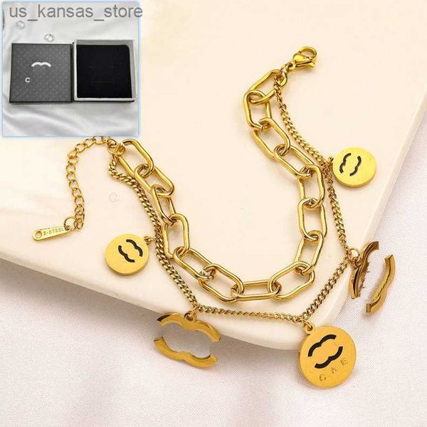 Brazaletes Charmets para mujeres pulsera de cadena chapada de oro con caja pulsera de lujo boutique de acero inoxidable joyería invierno nuevo pareja de regalo familiar sujetador Y240416lhi88it5