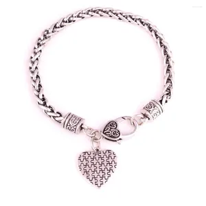 Bracelets de charme Femmes Coeur Pendentif Bracelet Puzzle Modèle Personnalité Blé Lien Chaîne En Alliage de Zinc Fournir Goutte