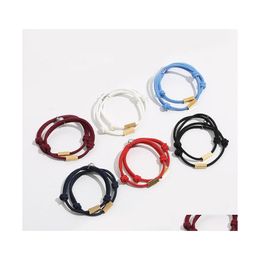 Bracelets de charme Femmes Amoureux Correspondant Amitié Charmes À La Main Tressé Corde Distance Couple Bracelet Magnétique Kit Q109Fz Drop Deli Dh0Gm