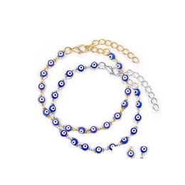 Charm Bracelets Mujeres Lucky Turkish Evil Blue Eye Lover Pareja Joyería Cadena Pulsera Para Regalo Drop Delivery Dh6Nl