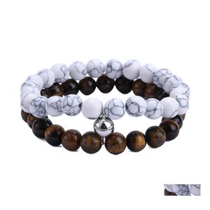 Bedelarmbanden vrouwen mannen minnaar chique magneet vriendschap voor koppels 8 mm roze witte zwarte steen rekbare kralen armband verklaring jood dhqvq