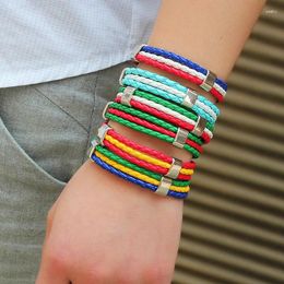 Bracelets de charme Femmes hommes Flags nationaux Design Bracelet de football en cuir enveloppez le bracelet coloré Bangle Lady Girl Jewelry Gift